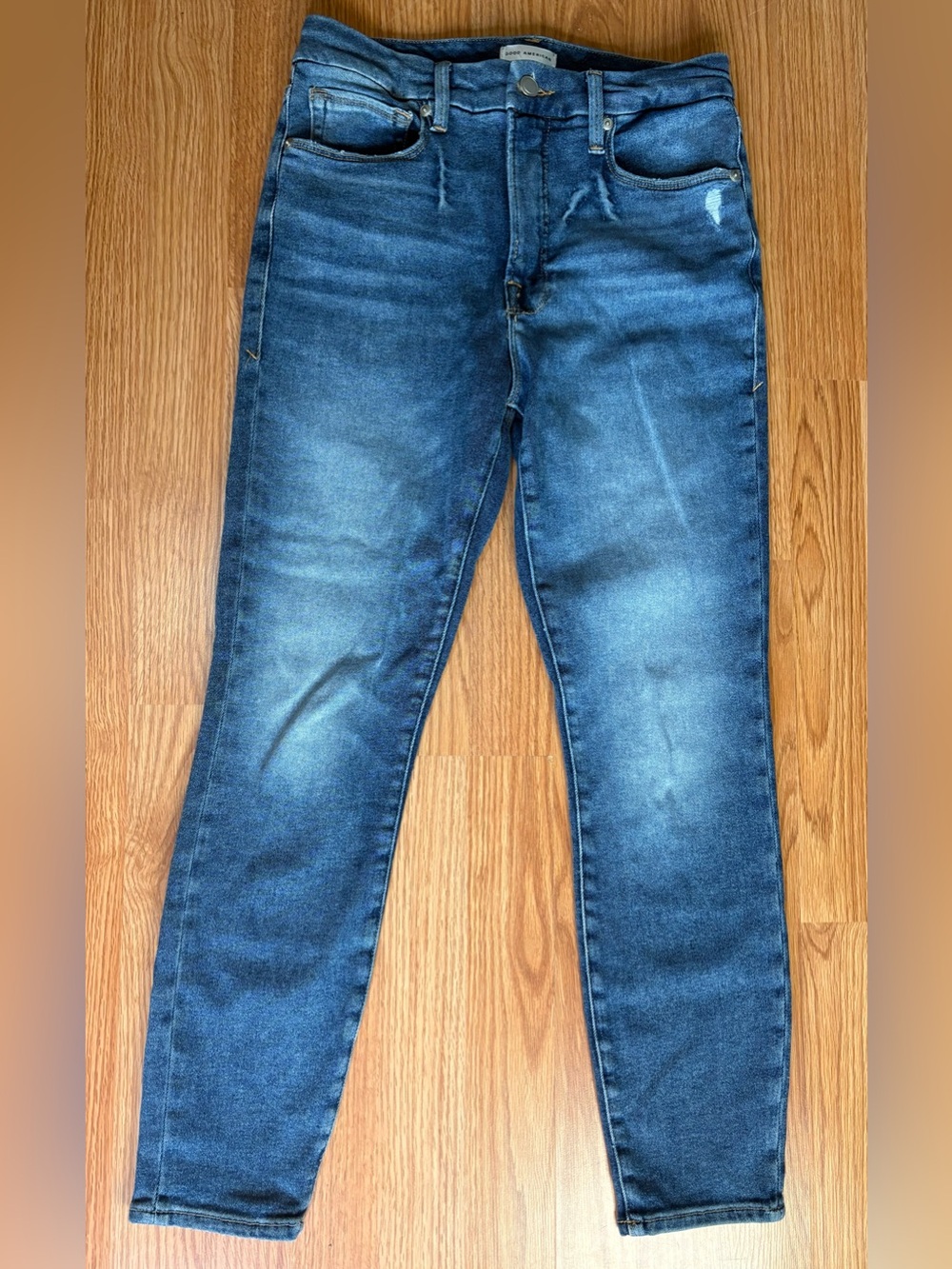 Good American Washed Indigo Slim Straight Jeans